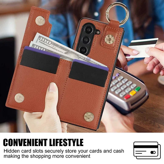 For Samsung Z Fold3/4/5/6 Wallet Ring Pen Slot Phone Case