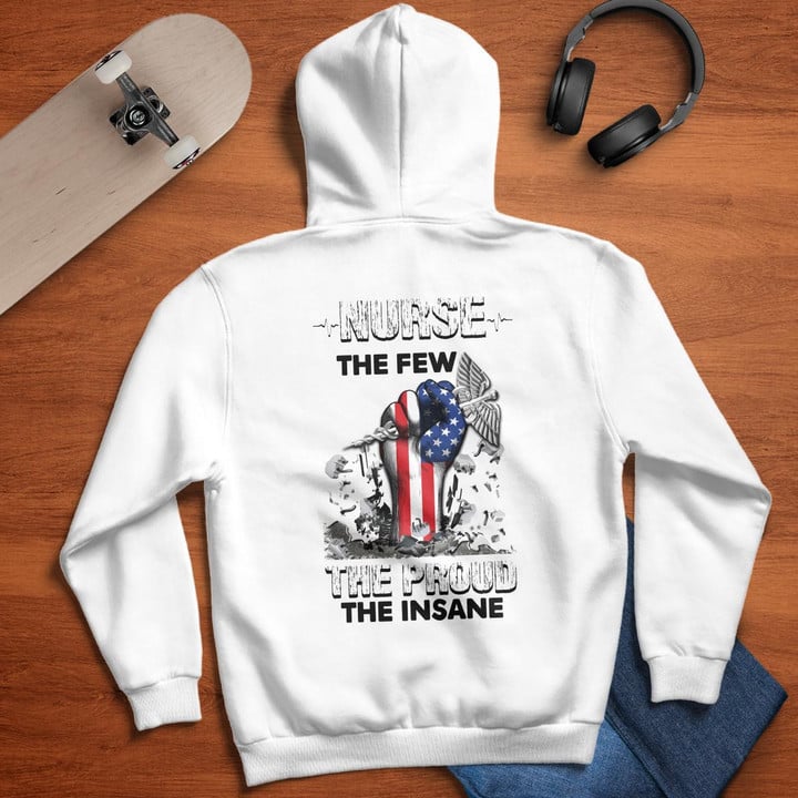 SHOP GRAY NURSE HOODIE WITH PATRIOTIC FIST GRAPHIC | EXPRESS YOUR PRIDE