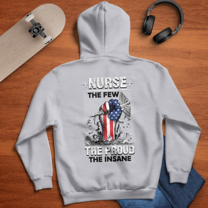 SHOP GRAY NURSE HOODIE WITH PATRIOTIC FIST GRAPHIC | EXPRESS YOUR PRIDE