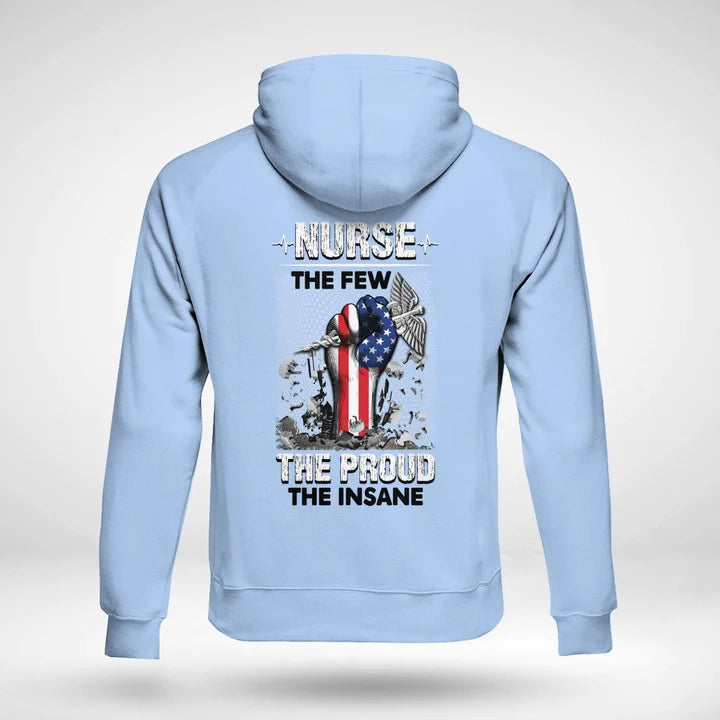 SHOP GRAY NURSE HOODIE WITH PATRIOTIC FIST GRAPHIC | EXPRESS YOUR PRIDE