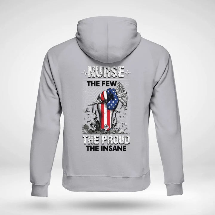 SHOP GRAY NURSE HOODIE WITH PATRIOTIC FIST GRAPHIC | EXPRESS YOUR PRIDE