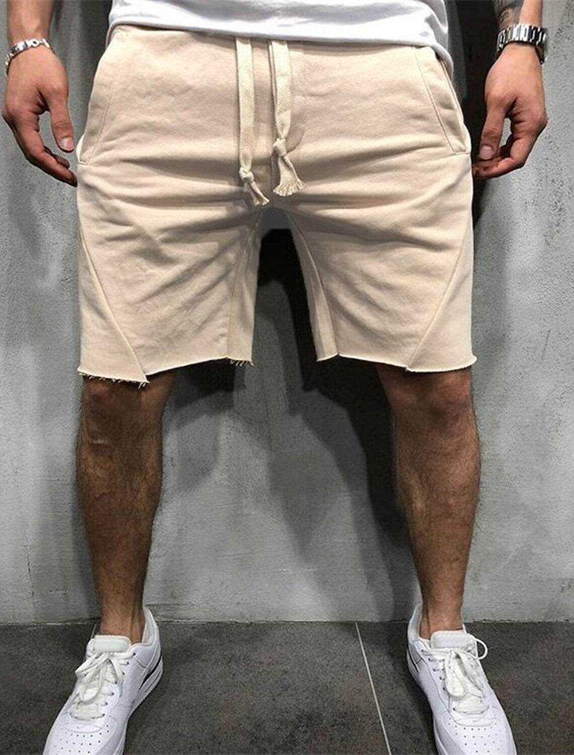 Loose Plain Elastic Waist Shorts