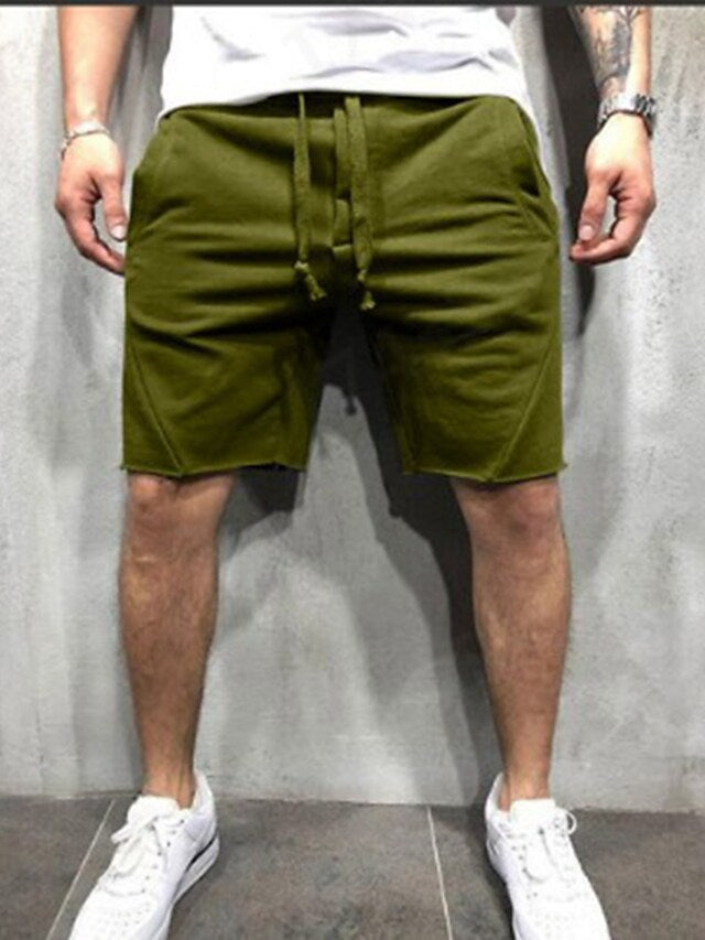 Loose Plain Elastic Waist Shorts