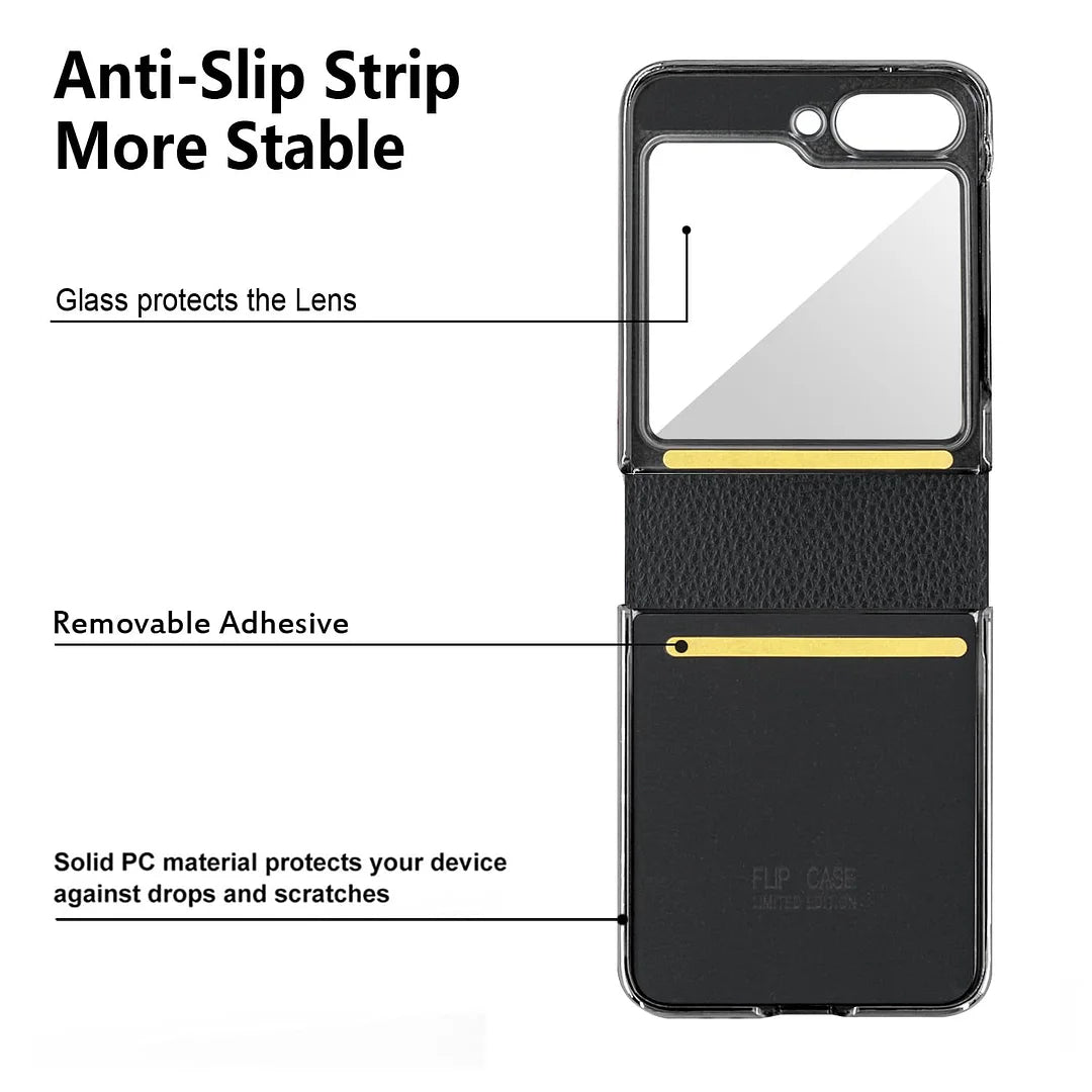 Suitable For Samsung ZFlip6/5/4 Leather Electroplated Hinge All-Inclusive Anti-Fall Mobile Phone Case