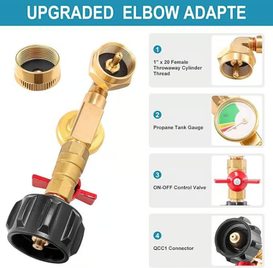 Brass Propane Refill Elbow Adapter