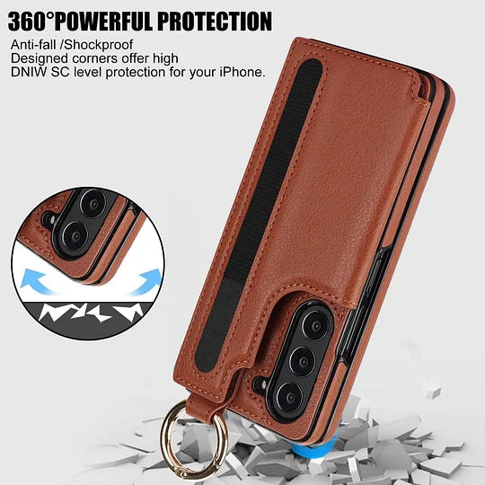 For Samsung Z Fold3/4/5/6 Wallet Ring Pen Slot Phone Case