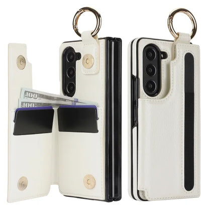 For Samsung Z Fold3/4/5/6 Wallet Ring Pen Slot Phone Case