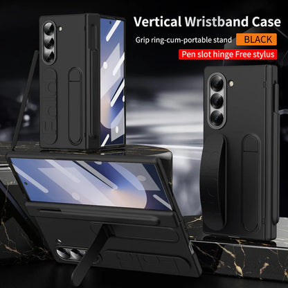 Wristband Bracket Phone Case For Samsung Galaxy Z Fold 6/5/4/3 with Pen Slot Hinge + Stylus