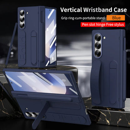 Wristband Bracket Phone Case For Samsung Galaxy Z Fold 6/5/4/3 with Pen Slot Hinge + Stylus