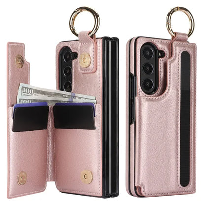 For Samsung Z Fold3/4/5/6 Wallet Ring Pen Slot Phone Case