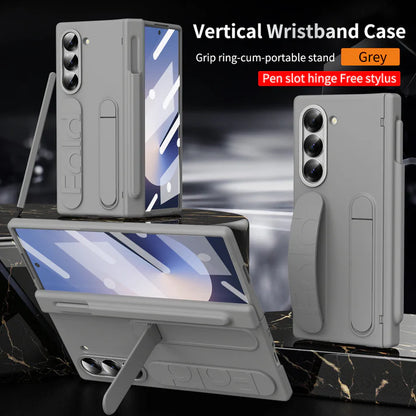 Wristband Bracket Phone Case For Samsung Galaxy Z Fold 6/5/4/3 with Pen Slot Hinge + Stylus