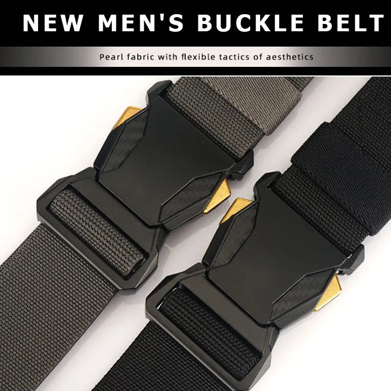 New Outdoor Men's Buckle Woven Elastic Nylon Belt