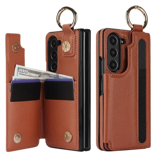 For Samsung Z Fold3/4/5/6 Wallet Ring Pen Slot Phone Case