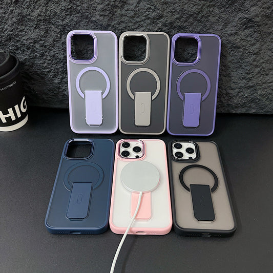 Suitable for iPhone 14/15/16 Series Magnetic Bracket Skin-feel Mobile Phone Case