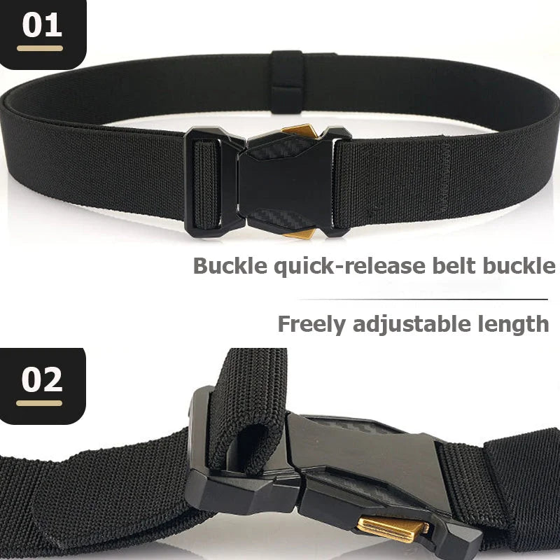 New Outdoor Men's Buckle Woven Elastic Nylon Belt