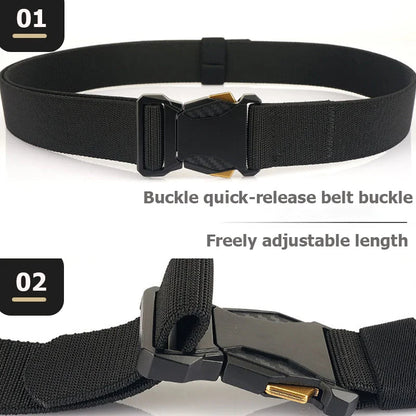 New Outdoor Men's Buckle Woven Elastic Nylon Belt