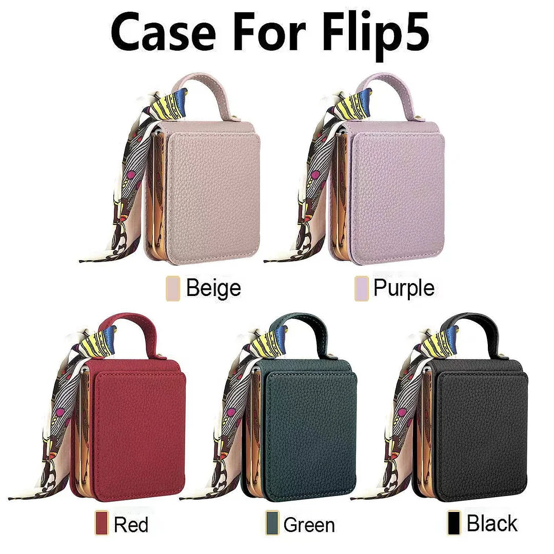 Suitable For Samsung ZFlip6/5/4 Leather Electroplated Hinge All-Inclusive Anti-Fall Mobile Phone Case