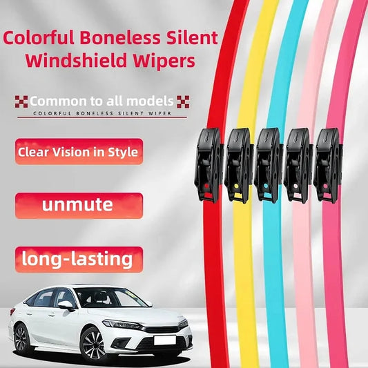 Colorful Boneless Silent Windshield Wipers - Stylish and Clear Vision