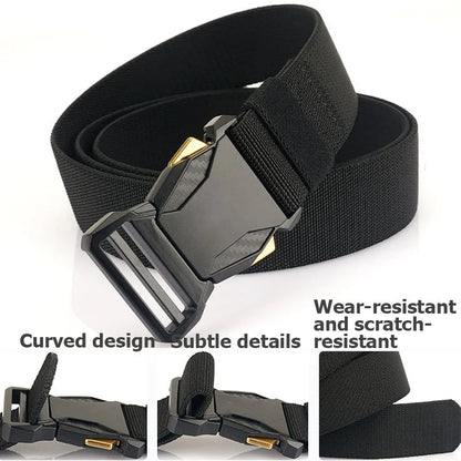 New Outdoor Men's Buckle Woven Elastic Nylon Belt